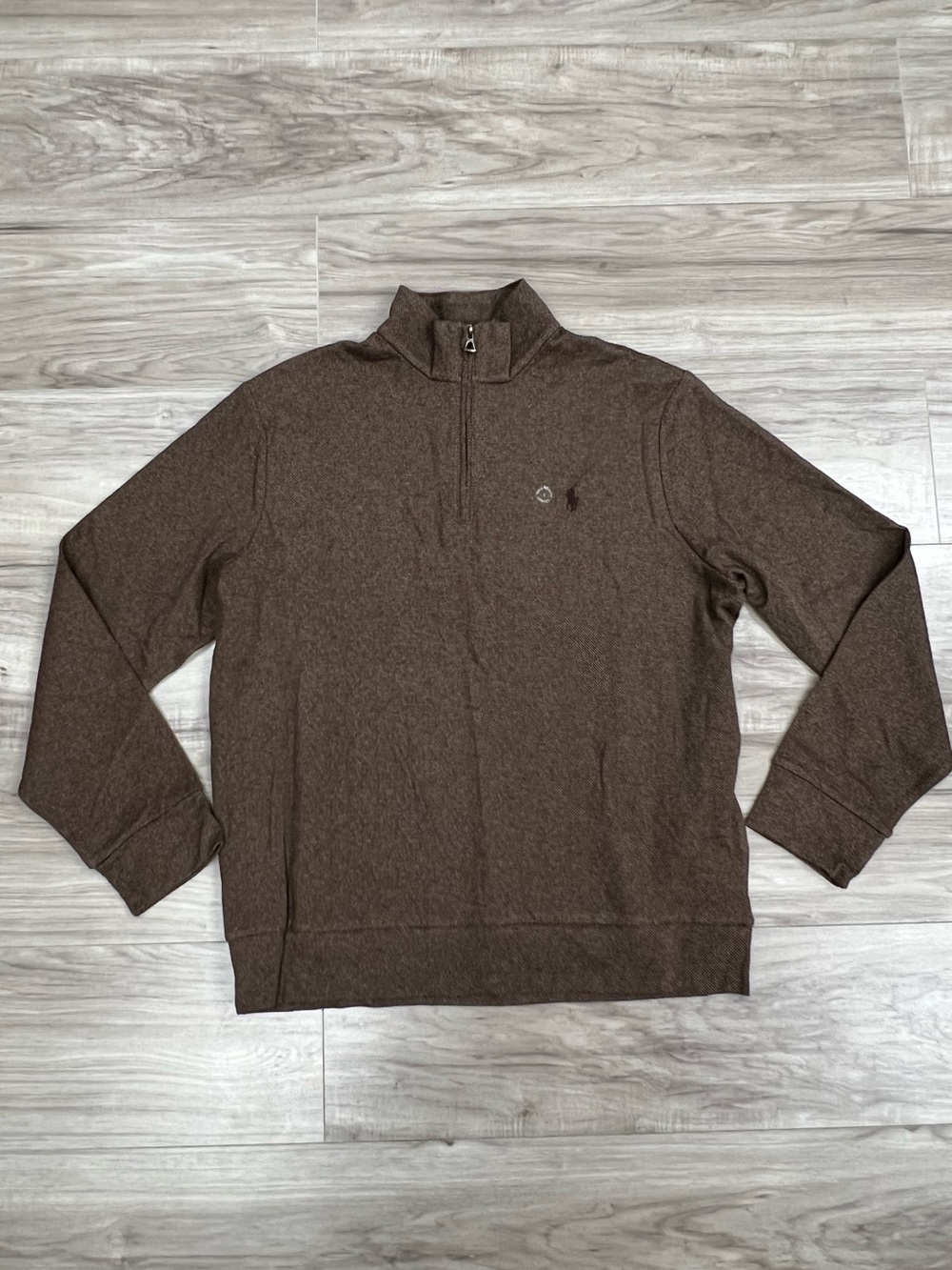 POLO RALPH LAUREN Knit Jersey Half Zip Pullover Brown Size L NWT